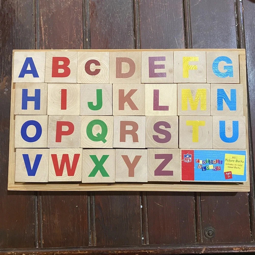 Licensed NFL Green Bay Packers‎ Wood Alphabet ABC Picture Stacking Blocks